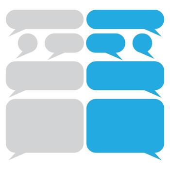 different shape message bubbles blue and grey template vector