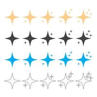 Star Sparkle Set Outline Flat And Half Shadow vector