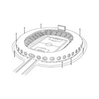 Urban Stadium Structure in Line Art. Stadium Architectural Design vector