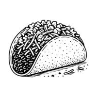 taco with filling and texture. Great for Mexican food illustrations, taco truck branding, or themed party graphics. vector