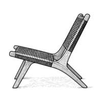 Modern line art of a side-view minimalist lounge chair. Ideal for furniture catalogs, architectural visualization, and interior mockups. vector
