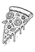 pizza slice in line art. Perfect for fast food menus vector