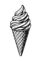 ice cream cone with swirled top. Great for summer designs, dessert branding, and childrens graphics. vector