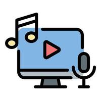 Media icon flat line style illustration representing communication channels and multimedia content, suitable for broadcasting, digital platforms, and marketing-related projects vector