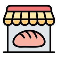 Bakery icon flat line style illustration representing a place for baking and selling bread and pastries, suitable for culinary, food business, and cafe-related projects vector