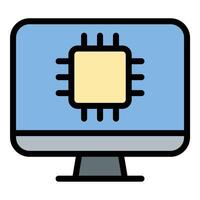 Technology icon flat line style illustration representing modern innovations and digital tools, suitable for IT, software development, and electronics-related projects vector
