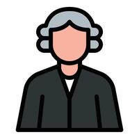 Judge icon flat line style illustration representing legal authority and courtroom proceedings, suitable for justice, law, and government-related projects vector