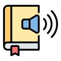 Audio book icon flat line style illustration representing spoken literature and digital storytelling, suitable for education, entertainment, and publishing-related projects vector