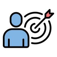 Goals icon flat line style illustration representing objectives and target achievements, suitable for productivity, business planning, and personal development-related projects vector