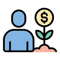 Investor icon flat line style illustration representing individuals or entities providing capital, suitable for finance, business growth, and startup-related projects vector