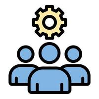 Team building icon flat line style illustration representing collaboration and group development, suitable for corporate training, HR, and organizational development-related projects vector