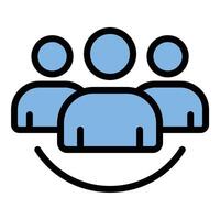 Teamwork icon flat line style illustration representing collaborative effort and group cooperation, suitable for business, project management, and organizational development-related projects vector
