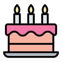 Birthday cake icon flat line style illustration representing celebration and special occasions, suitable for party planning, events, and bakery-related projects vector