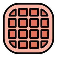 Waffle icon flat line style illustration representing crispy grid-patterned breakfast food, suitable for culinary, dessert, and food service-related projects vector