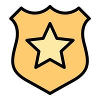 Police badge icon flat line style illustration representing law enforcement authority and identification, suitable for security, public safety, and police-related projects vector