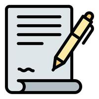 Agreement icon flat line style illustration representing mutual understanding and formal contracts, suitable for legal, business, and administrative-related projects vector