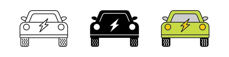 electric car icon set. modern design isolated on white background vector