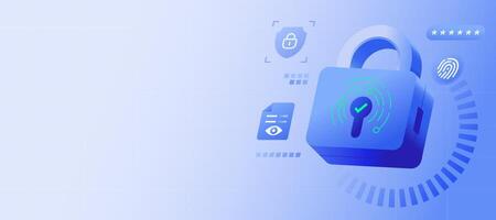 Digital padlock and security icons vector