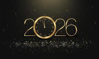 2026 Happy New Year Clock Countdown Background Design. vector