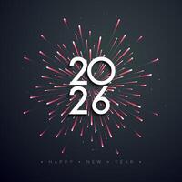 2026 Happy New Year Background Design with Red Fireworks. vector
