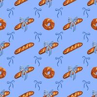 Breads and bows seamless pattern vector
