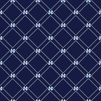 Seamless Navy Blue Bow Lattice Pattern, Elegant Repeating Grid with Polka Dot Lines and Ribbons vector