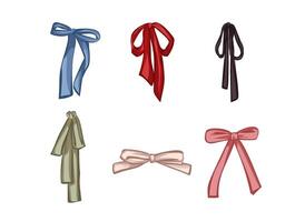 Collection of Elegant Coquette ribbon Bows in Various Colors vector