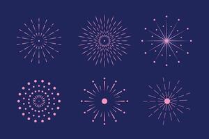 fireworks explosion various effect set vector