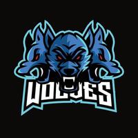 Three fierce wolf heads logo vector