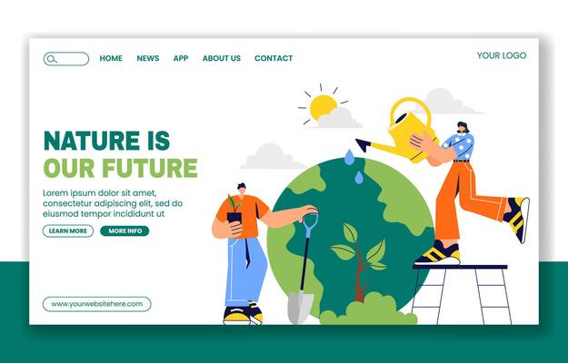 Save Nature Concept for World Nature Conservation Day in Social Media Landing Page Illustration