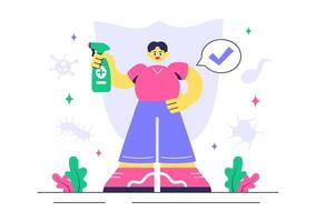 Virus Protection and Germ Control Illustration with Clean Hands and Bacteria Shield vector