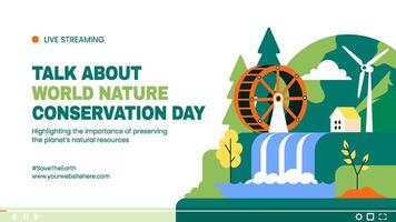 World Nature Conservation Awareness Illustration with Flat Design Background for Thumbnail vector