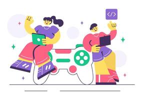 Game Programming and Design Illustration Featuring Technology and Creativity vector