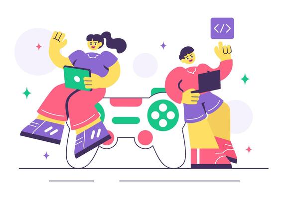 Game Programming and Design Illustration Featuring Technology and Creativity