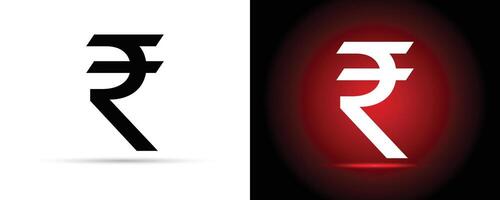 Indian Rupee Symbol in Black and White. Indian Rupee Currency Icon. vector