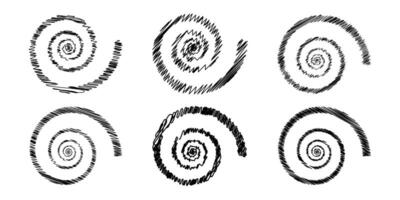 Abstract hand drawn spirals, rendered in a hand drawn, scribbled style. vector