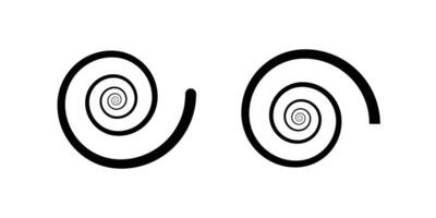Symmetrical black hypnotic spiral patterns on a white background. vector
