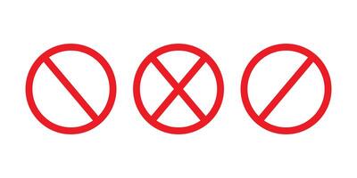 Red Prohibition and Ban Sign Icon on White Background. vector