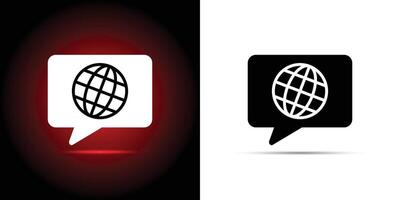 Choose or Change Language Speech Bubble Icon with Earth Symbol. vector