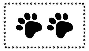 Cute Pets Paw Print Square Frames for Design. Cat or Dog Paw Prints Border on White Background. vector