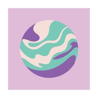 Abstract Swirl Planet Design in Pastel Colors on a Square Background vector