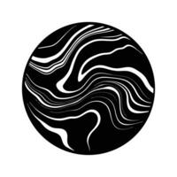 Abstract Black and White Swirls in a Circular Shape on White Background vector
