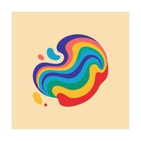 Abstract Colorful Swirl with Retro Vibe on a Beige Background vector