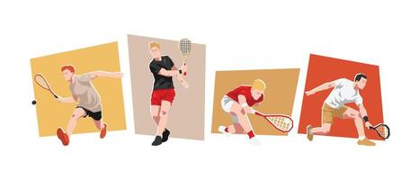 Squash players in action illustration vector