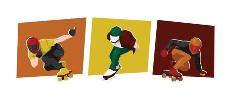 Skateboarders in action illustration vector