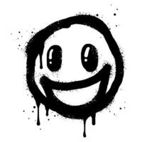 smiling face emoji character. Spray painted graffiti smile face isolated on white background vector