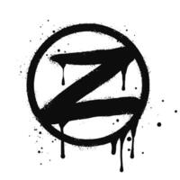 Graffiti spray font alphabet black on white. Sprayed Z letter drops. isolated on a white background vector