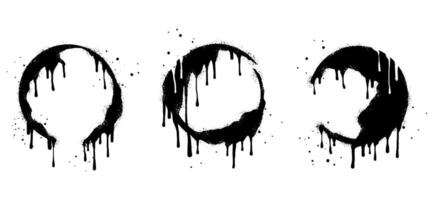 Abstract background. Spray painted frames for text circle in black over white. stencils border. isolated on white background vector