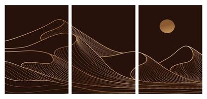 Hand drawn desert illustration sketch with line art print. Abstract contemporary aesthetic background landscape. use for Template, print art poster, cover, banner vector