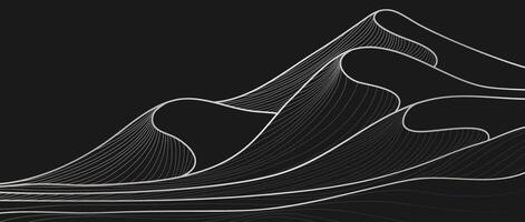 Hand drawn desert illustration sketch with line art print. Abstract contemporary aesthetic background landscape. use for Template, print art, poster, cover, banner vector